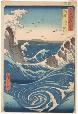 Waves Crashing Upon Shore! A Detailed Exploration of Utagawa Hiroshige's Woodblock Print Masterpiece